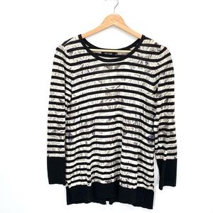 NIC + ZOE Lightweight Crew Neck Striped Sweater Size Small Petite